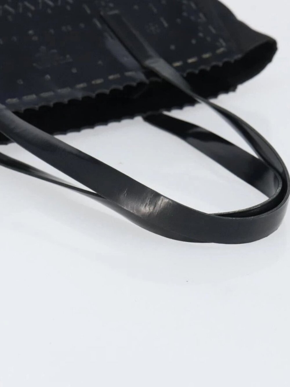 PRADA Hand Bag Enamel Black Silver Auth 160525 - Picture 8 of 16